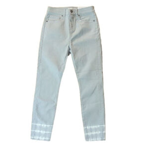 Loft NWT high waist skinny crop grey jeans 25 0 frayed bleach dye detail